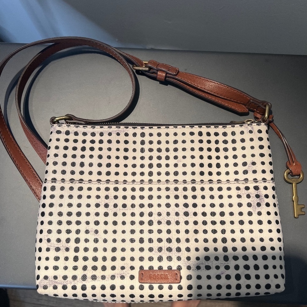 Fossil crossbody bag white with dots